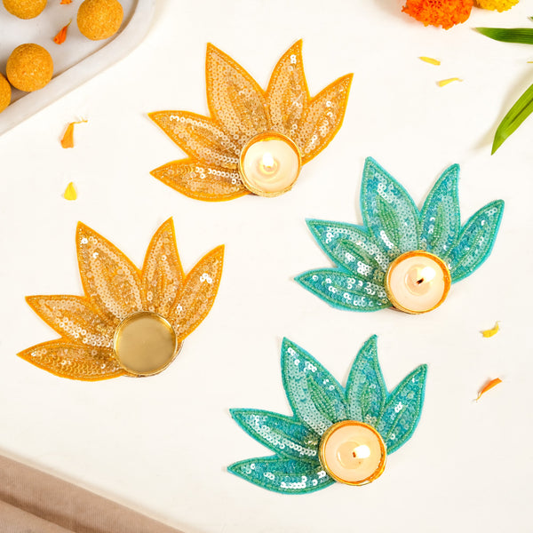 Festive Lotus Tealight Candle Holder Set Of 4