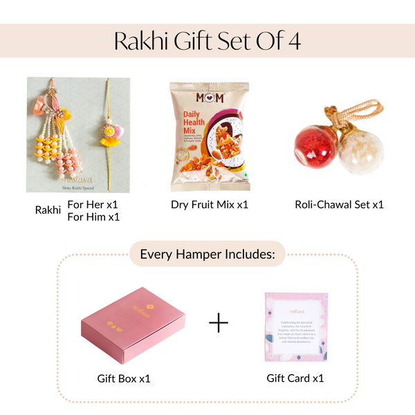 String Of Pearls Rakhi Lumba Hamper Set Of 4 With Gift Box And Card