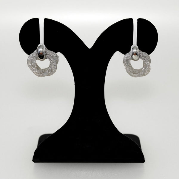 Fine Weave Chic Silver Knotted Earrings