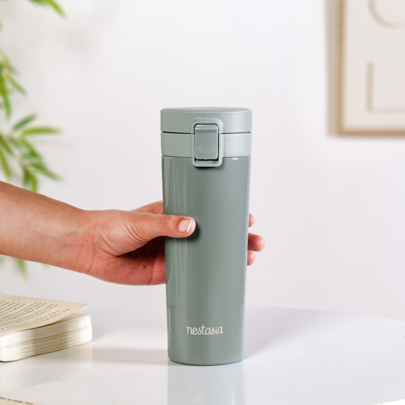 Grey Green Stainless Steel Water Bottle With Strainer 500ml