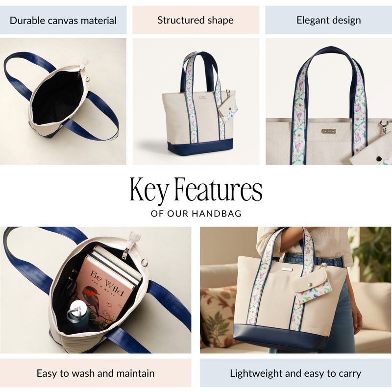 Flolane Canvas Handbag With Coin Pouch Blue