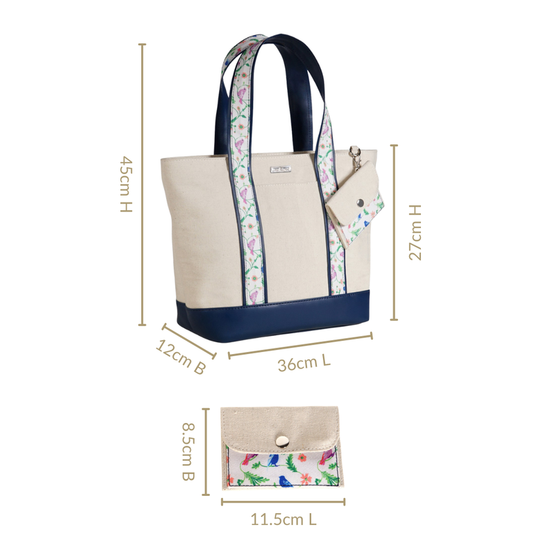 Flolane Canvas Handbag With Coin Pouch Blue