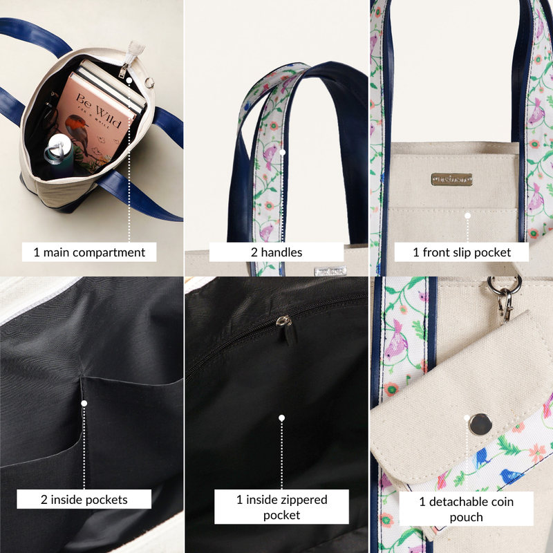 Flolane Canvas Handbag With Coin Pouch Blue