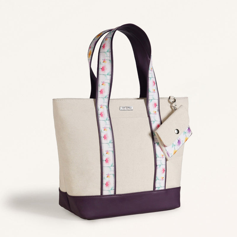 Flolane Canvas Handbag With Coin Pouch Purple