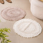 Set Of 2 Circular Frilled Cotton Floor Mats 23 Inch