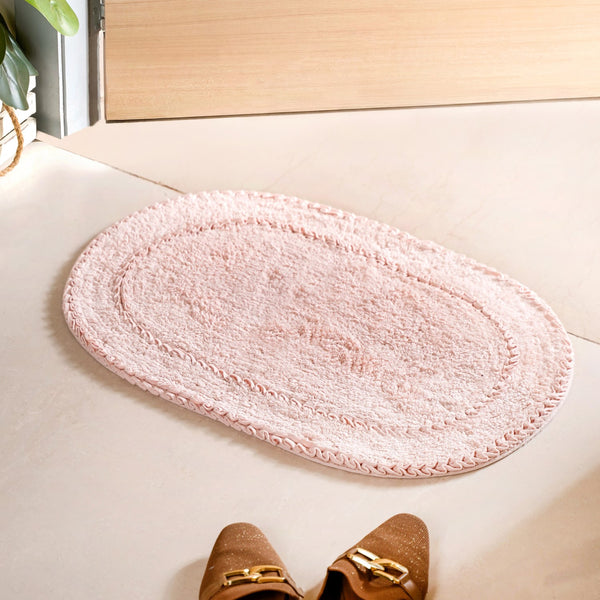 Ultra Soft Cotton Door Mat Baby Pink Set Of 2 24x16 Inch