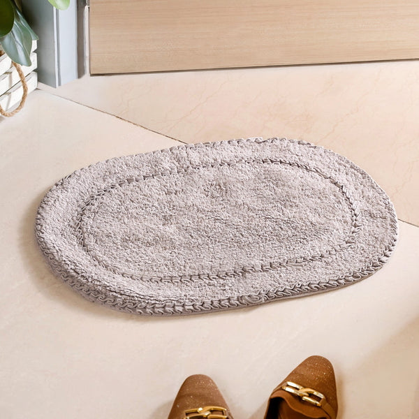 Set Of 2 Slubbed Cotton Anti Slip Bathroom Mat 24x16 Inch