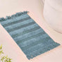 Set Of 2 Handwoven Ribbed Twill Plush Cotton Door Mats Blue 31x17 Inch