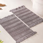 Grey High Absorbent Handcrafted Cotton Floor Mat Set Of 2 31x17 Inch