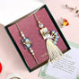 Flora Pearl Blue Couple Rakhi Set