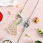 Flora Pearl Blue Couple Rakhi Set