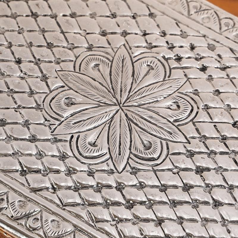 Flora Rectangle Pooja Chowki Silver