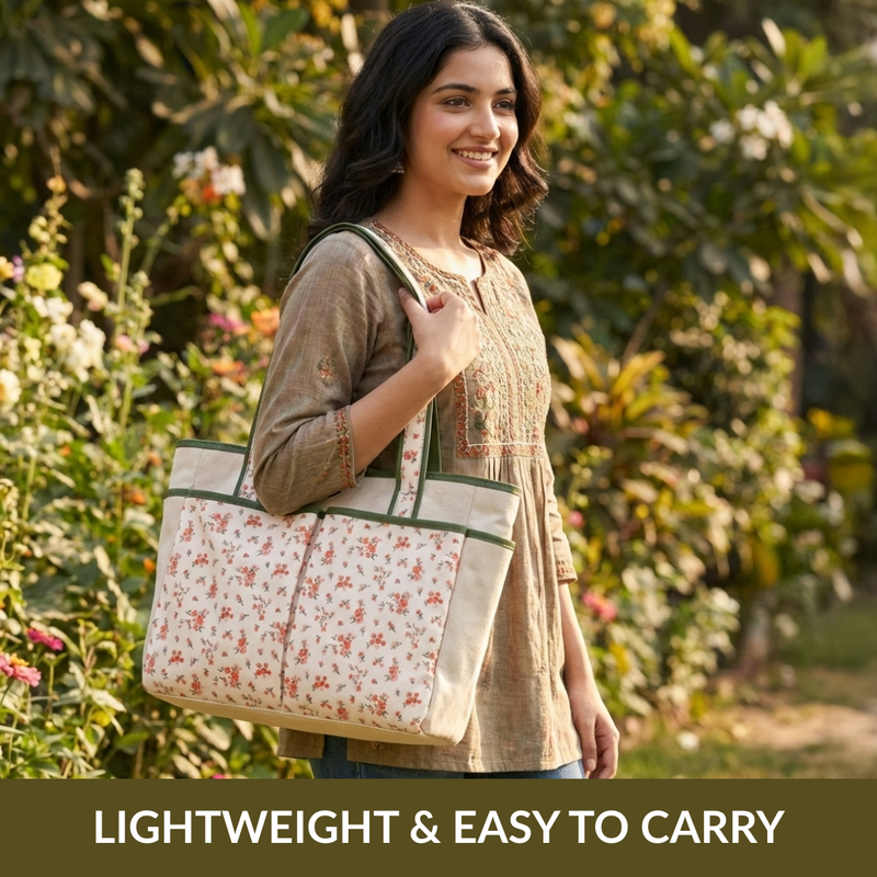 Floral Cotton Canvas Tote Bag