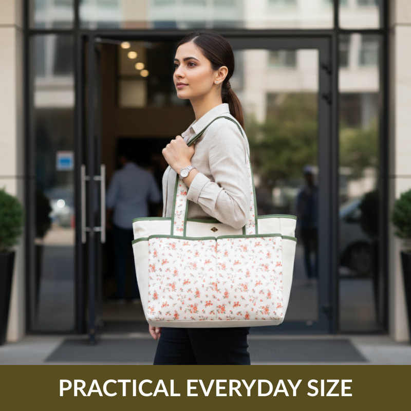 Floral Cotton Canvas Tote Bag