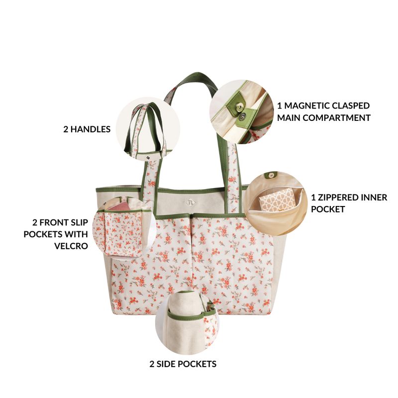 Floral Cotton Canvas Tote Bag