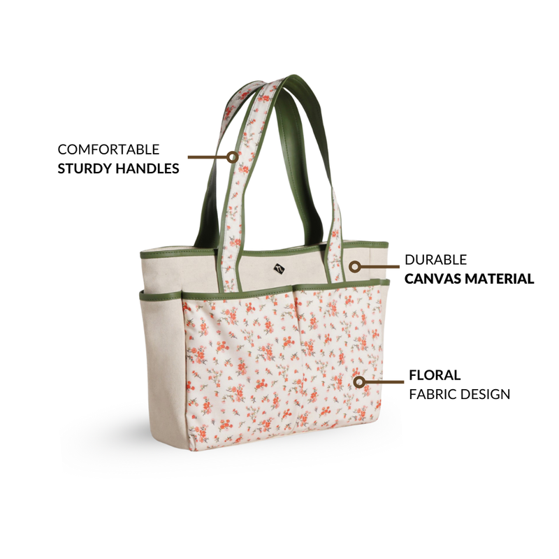 Floral Cotton Canvas Tote Bag
