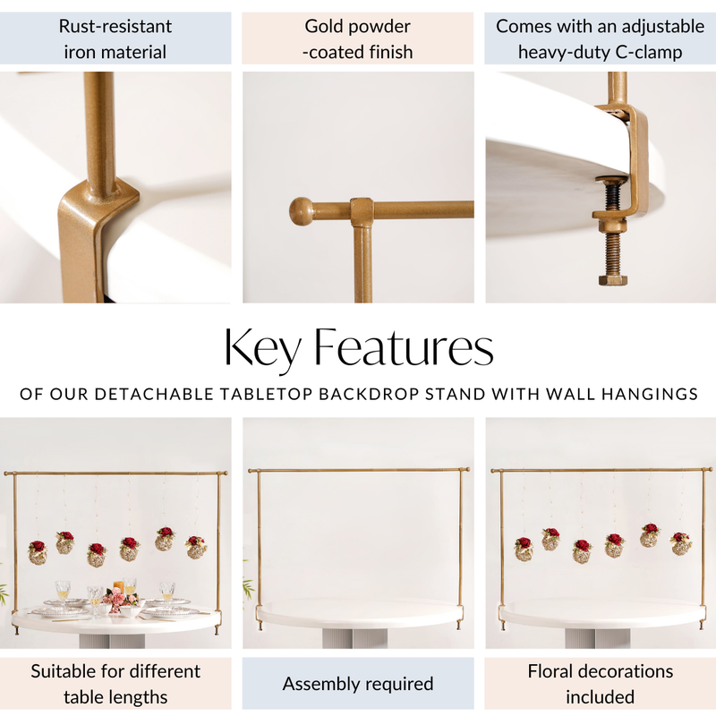 Detachable Tabletop Backdrop Stand With Wall Hangings