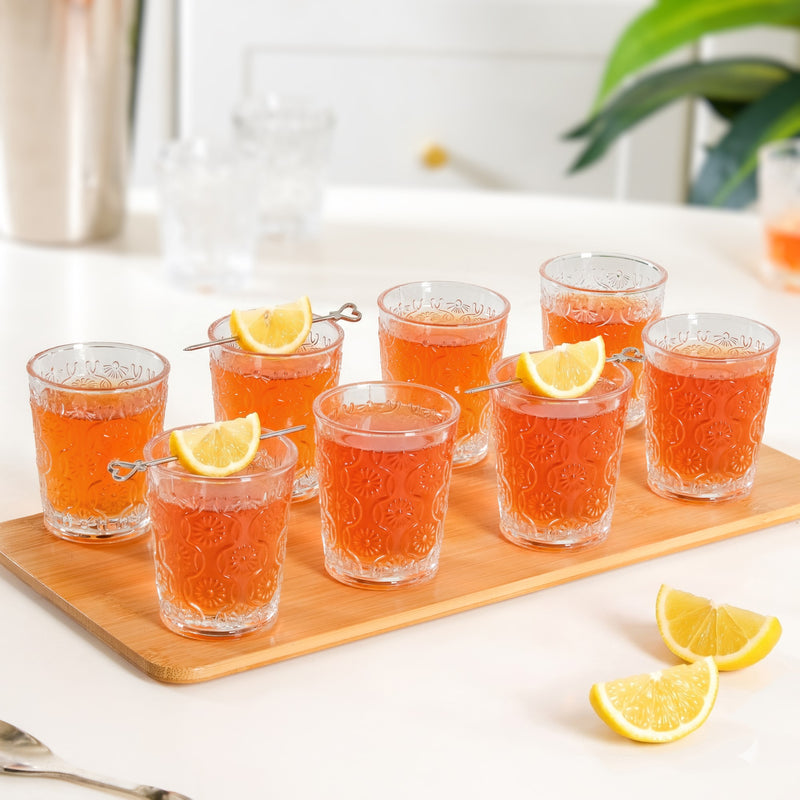Floral Embossed Shot Glass Set Of 12 55ml
