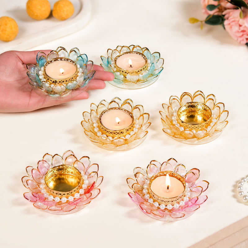 Floral Festivity Tealight Holder Set Of 6