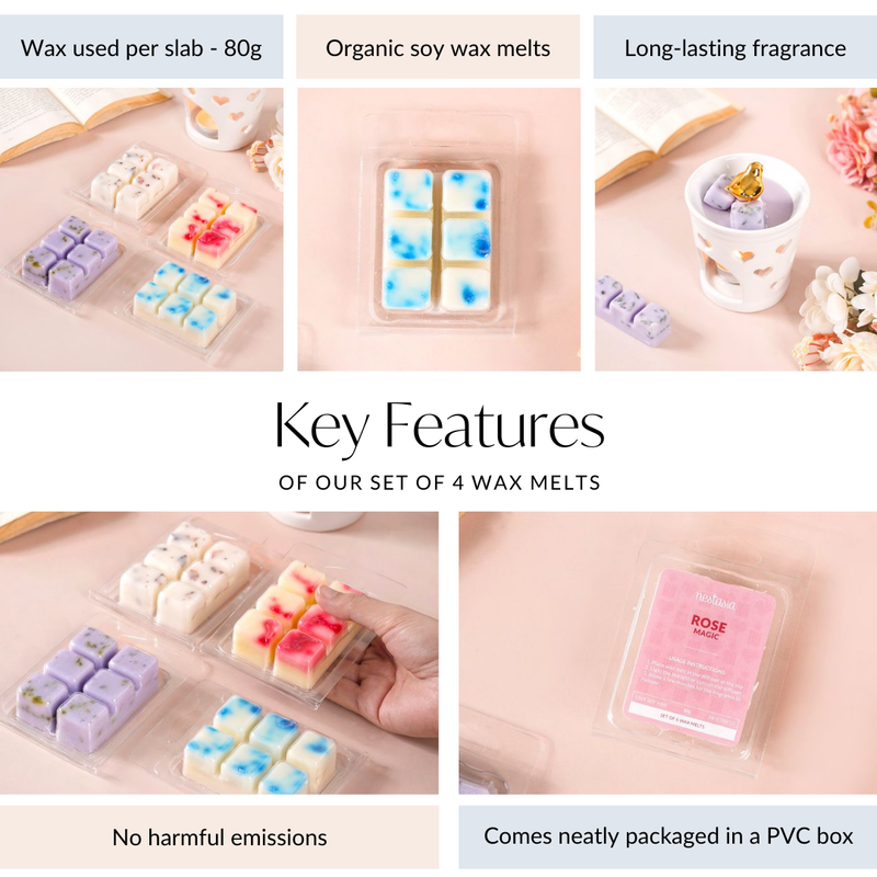 Floral Fusion Scented Wax Melts Set Of 4 - Floral Fusion Scented Wax Melts, Wax Melts Set, Floral Scented Melts