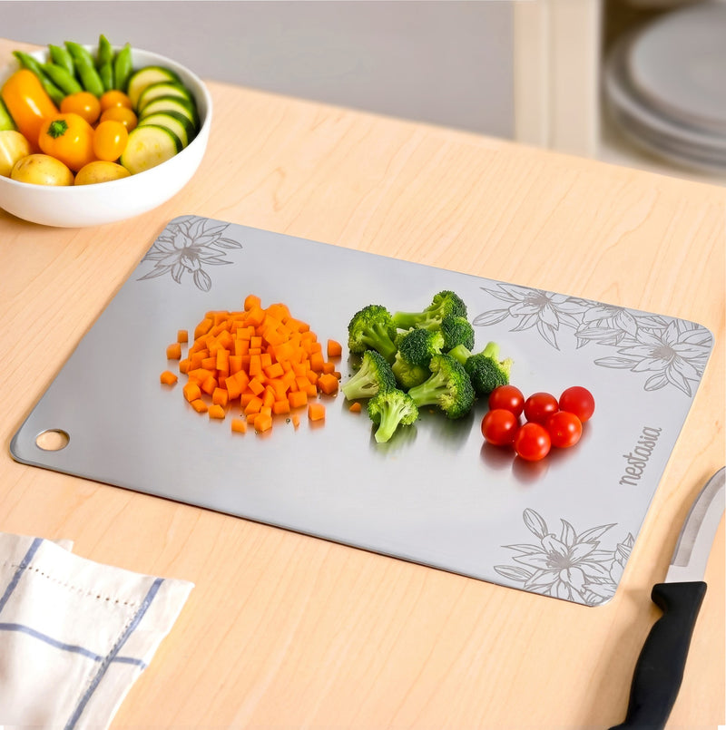 Floral Stainless Steel Chopping Board 35x25cm