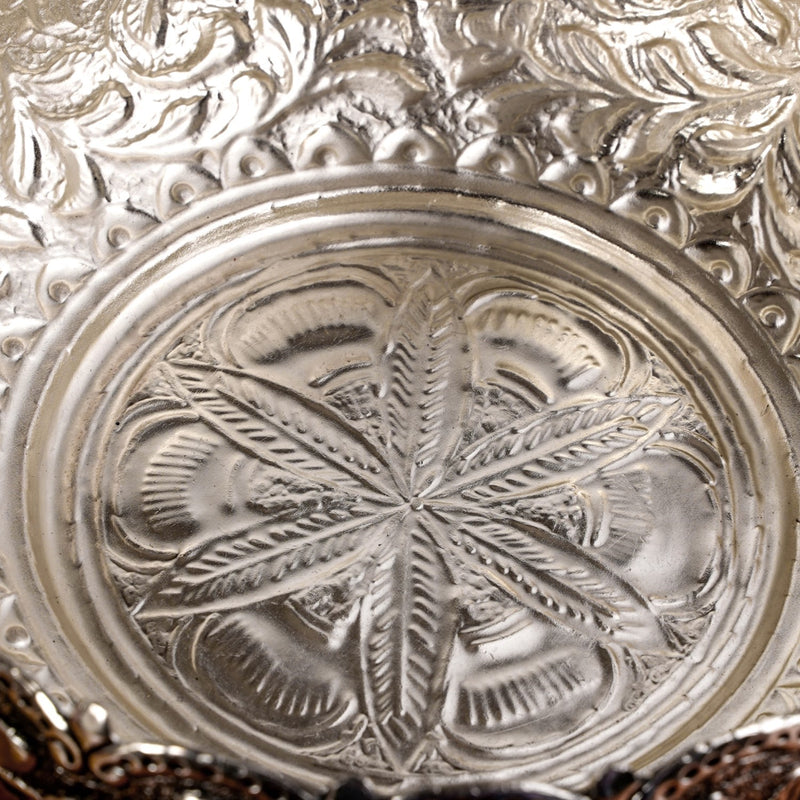 Floral Urli Bowl With Stand Silver