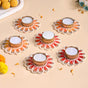 Applique Petal Tea Light Holders With Faux Pearls Set Of 6