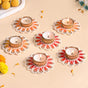 Applique Petal Tea Light Holders With Faux Pearls Set Of 6