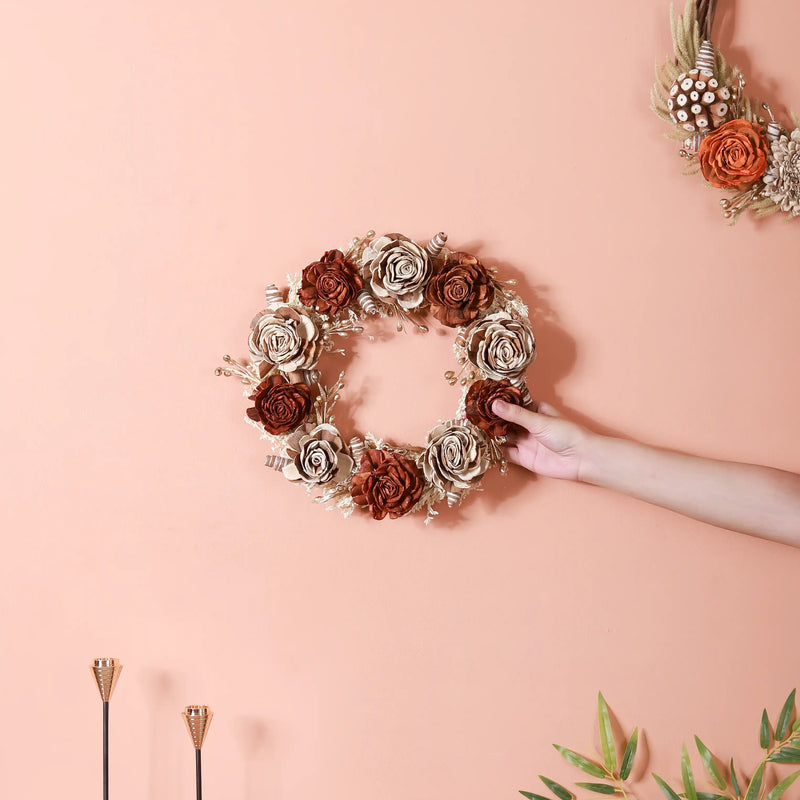 Sustainable Flower Wreath Garland Brown & Beige