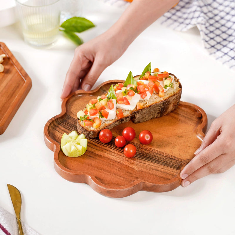 Flower Shaped Acacia Wood Serving Platter - Snack platter, wooden snack platter, serving platter, charcuterie platter