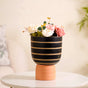 Striped Ceramic Flower Vase Black