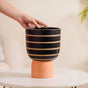 Striped Ceramic Flower Vase Black