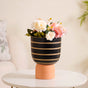 Striped Ceramic Flower Vase Black