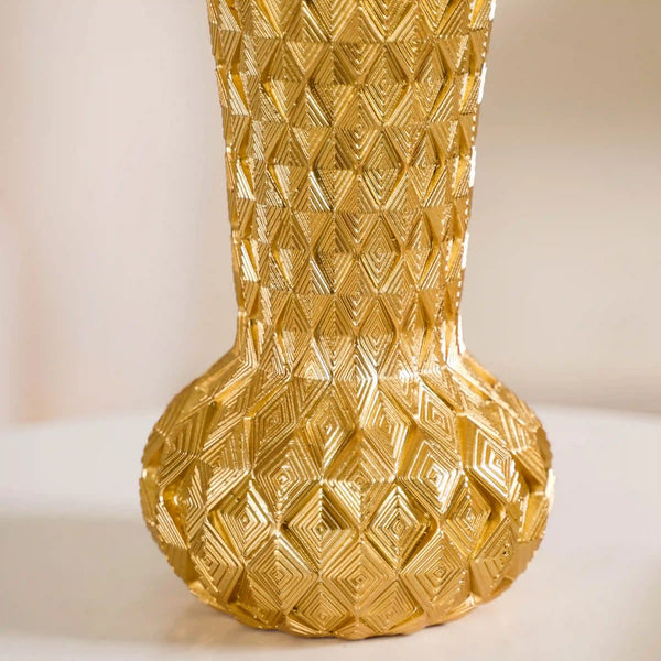 Luxe Textured Golden Flower Vase Online in India