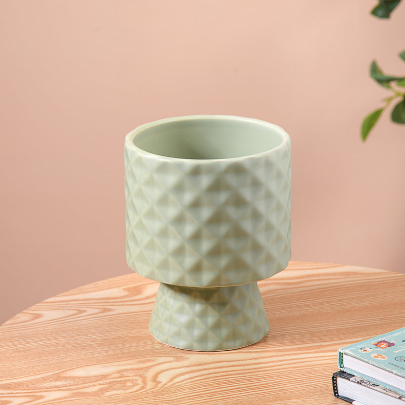 Geometric Vase Sage Green - Geometric Flower Vase, Green Ceramic Vase, Modern Geometric Decor, Decorative Vase for Home