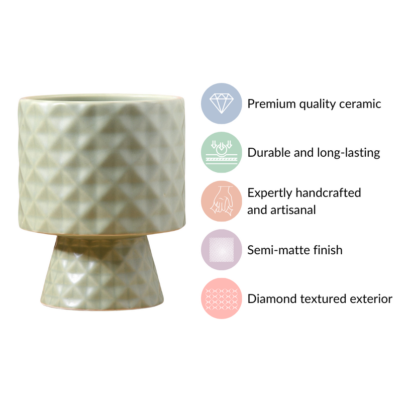 Geometric Vase Sage Green - Geometric Flower Vase, Green Ceramic Vase, Modern Geometric Decor, Decorative Vase for Home