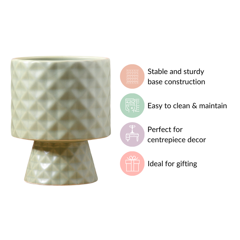 Geometric Vase Sage Green - Geometric Flower Vase, Green Ceramic Vase, Modern Geometric Decor, Decorative Vase for Home