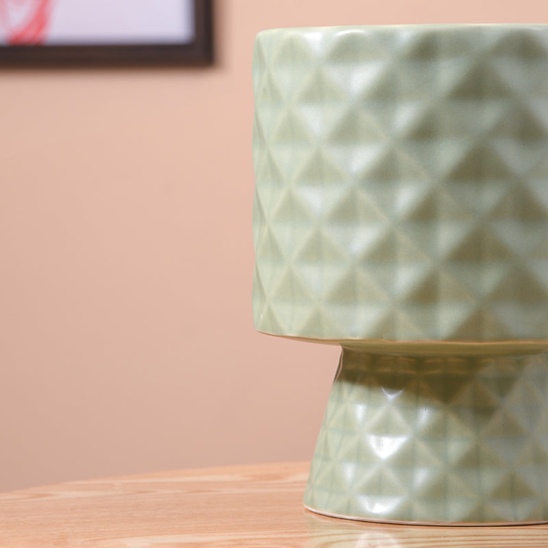Geometric Vase Sage Green - Geometric Flower Vase, Green Ceramic Vase, Modern Geometric Decor, Decorative Vase for Home