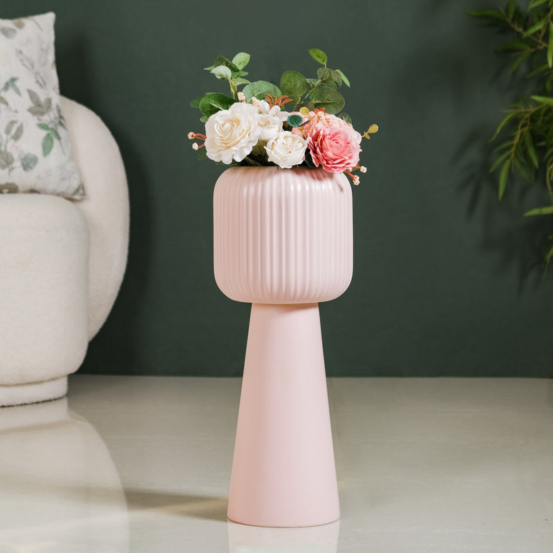 Scandi Pedestal Floor Vase Pink