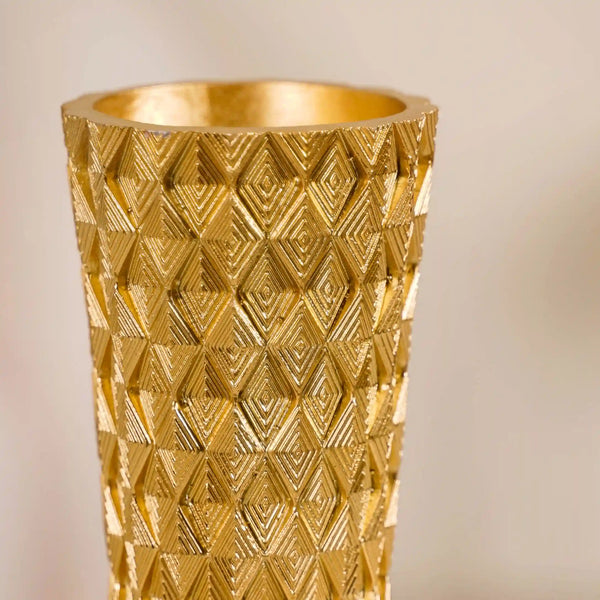 Luxe Textured Golden Flower Vase