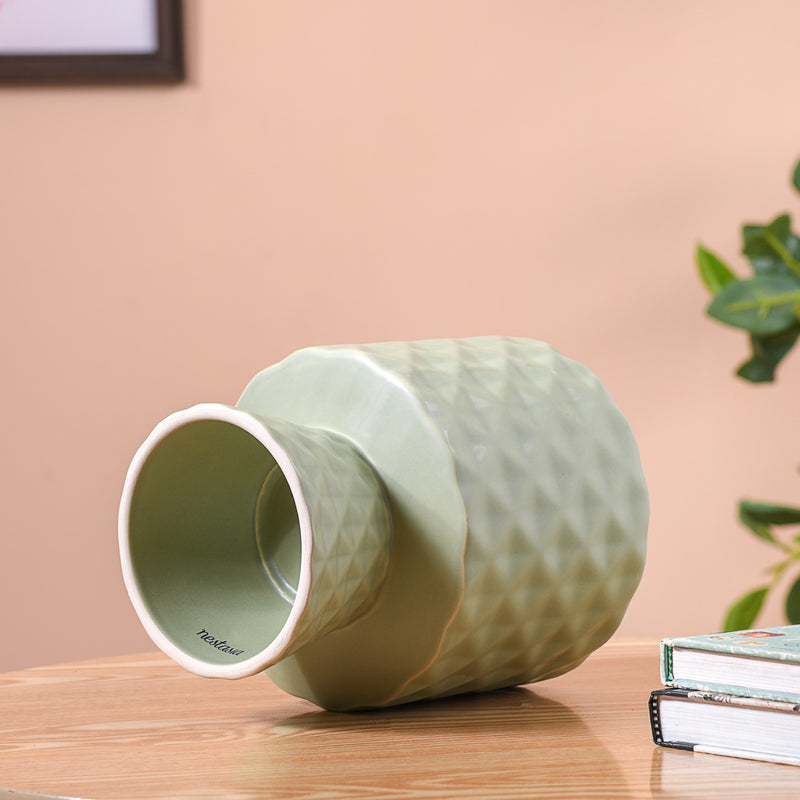 Geometric Vase Sage Green - Geometric Flower Vase, Green Ceramic Vase, Modern Geometric Decor, Decorative Vase for Home