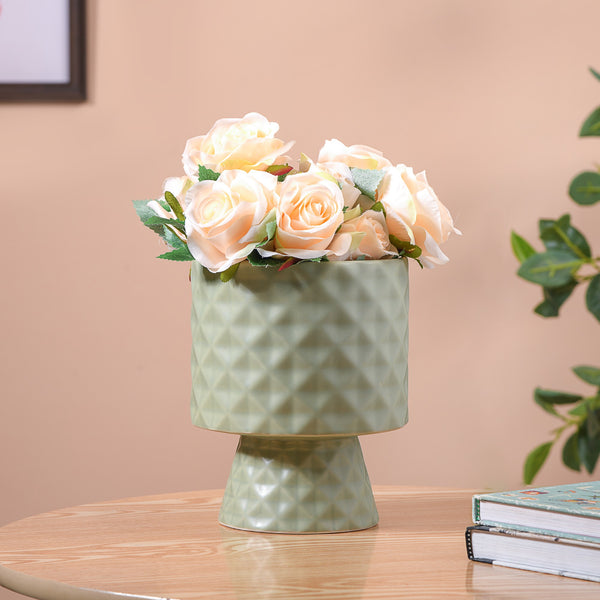 Geometric Flower Vase Green