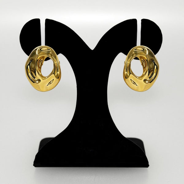 Fluid Hollow Oval Gold Statement Earrings