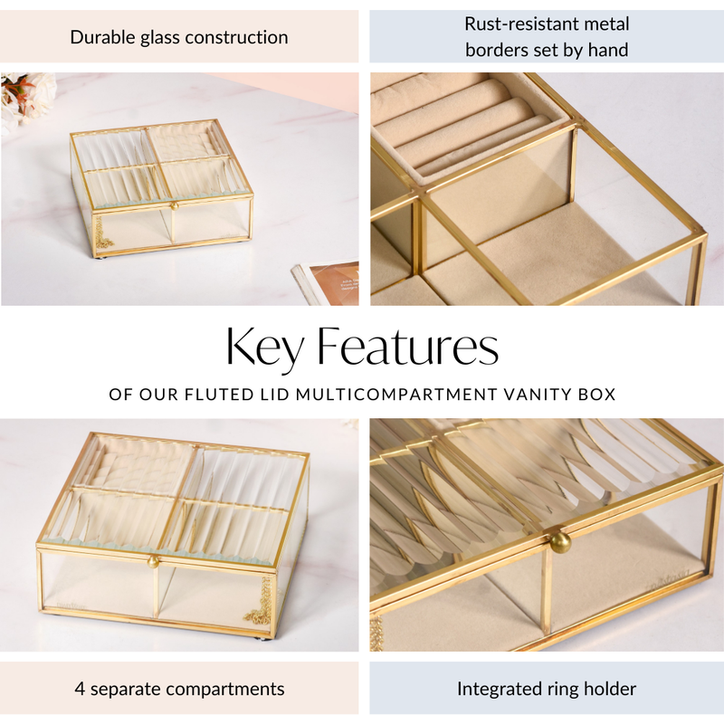 Fluted Lid Multicompartment Vanity Box