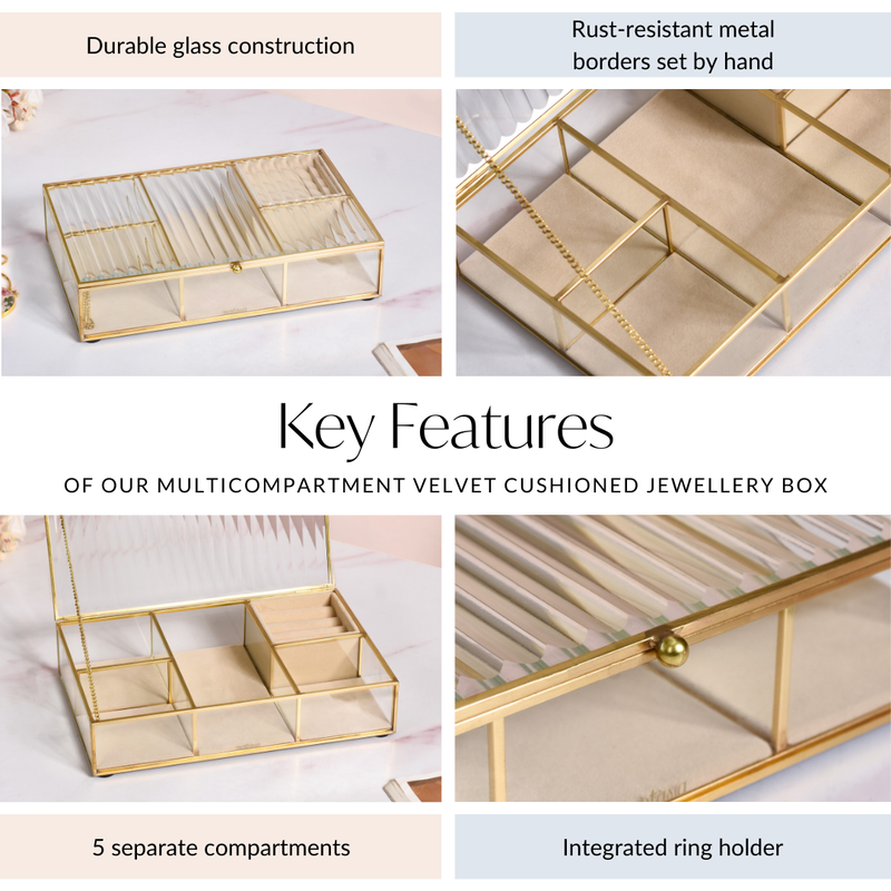 Multicompartment Velvet Cushioned Jewellery Box
