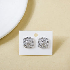 Ornate Foil Imprint Studs Silver