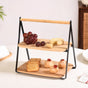 Foldable 2 Tier Wooden Storage Rack