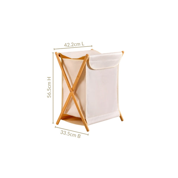 Foldable Bamboo Laundry Basket Off White