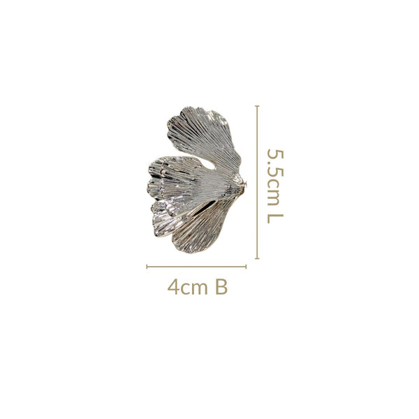 Folded Ginkgo Leaf Statement Earrings Silver