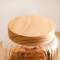 Set Of 2 Ribbed Glass Storage Jars With Wooden Lid 2200ml